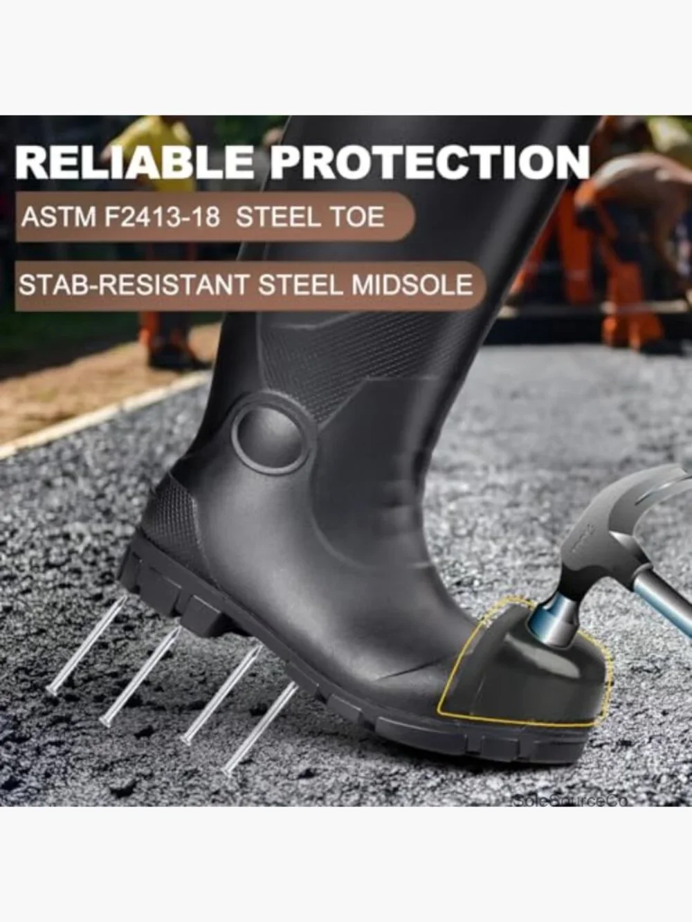 Men's Steel Toe Waterproof Work Boots Rubber
